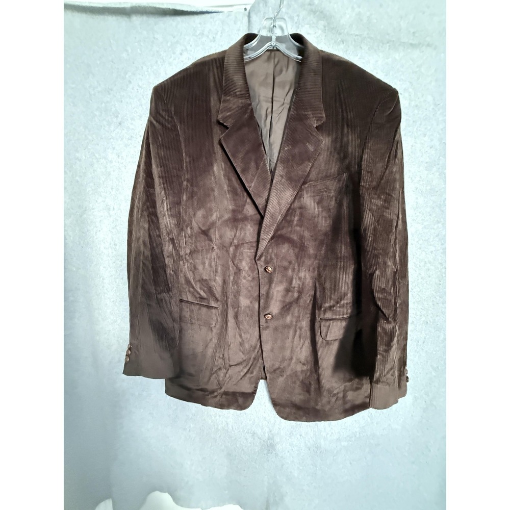 Monsieur Adolfo Blazer Sport Coat Mens 48L Brown Corduroy Long Jacket Casual‎